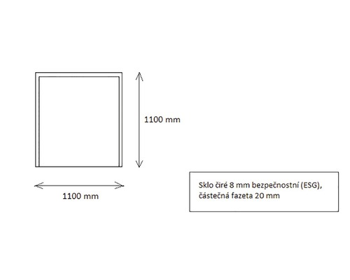 Ochranné sklo hr. 8 mm pod krbové kachle 110x110 cm