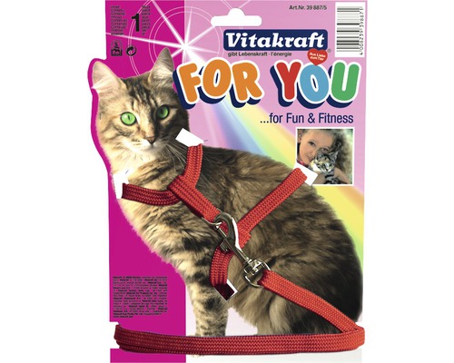 Postroj pre mačky Vitakraft s vodítkom mix farieb 1,2 m-0