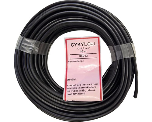 Kábel CYKYLO-J 3Cx2,5mm² čierny 10 m