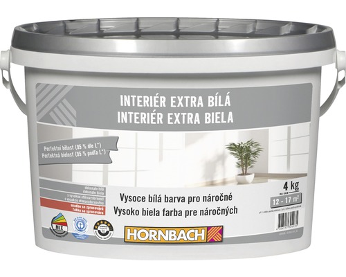 Farba na stenu Hornbach Interiér Extra Biela 4 kg