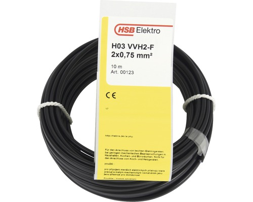 Napájací kábel H03VVH2-F (CYLY) 2x0,75 čierna 10 m