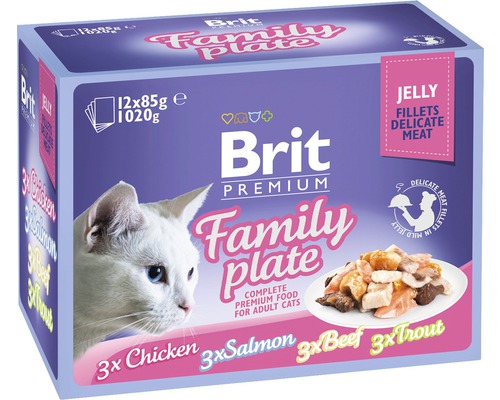 Kapsičky pre mačky Brit Premium Family Plate Jelly 12x85 g