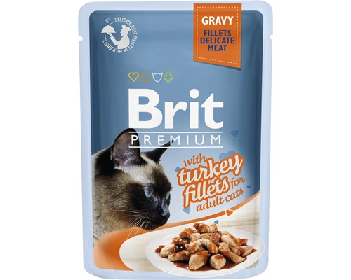 Kapsička pre mačky Brit Premium Turkey Fillets Gravy 85 g
