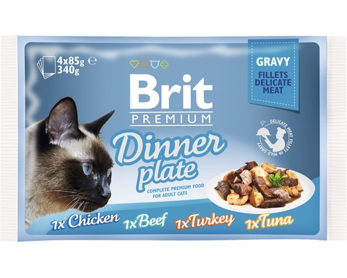 Kapsičky pre mačky Brit Premium Dinner Plate Gravy 4x85 g
