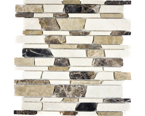 Mozaika z prírodného kameňa MOS Brick 295 27,5x30 cm béžová/hnedá