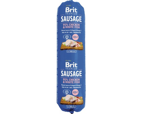 Maškrta pre psov Brit Premium Sausage Chicken & White Fish 800 g