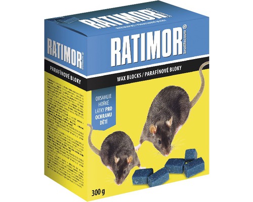 Parafínové bloky na hubenie myší, potkanov a krýs RATIMOR 300 g