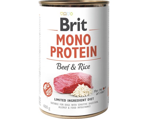 Konzerva pre psov Brit Mono Protein Beef & Rice 400 g