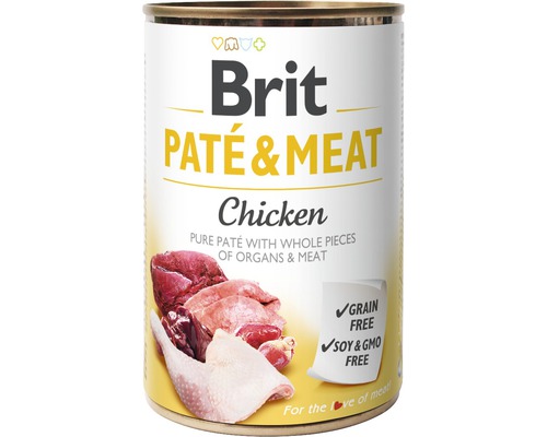Konzerva pre psov Brit Paté & Meat Chicken 400 g-0