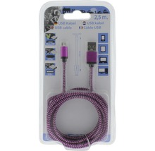 Dátový kábel MICRO USB 2,5m ružová