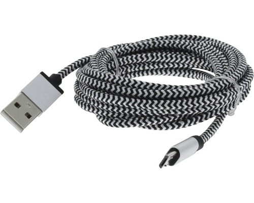 Dátový kábel MICRO USB 2,5 m strieborná