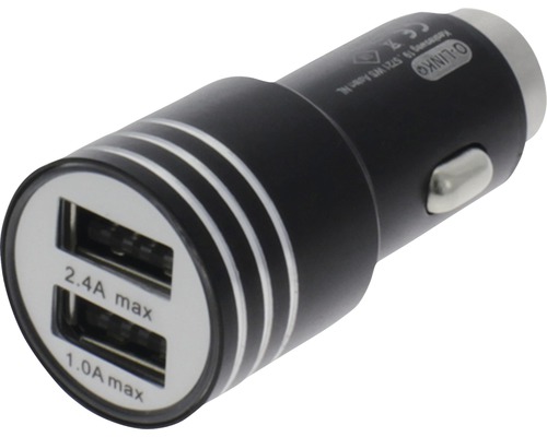 USB nabíjačka 1 2V 2XUSB 5V 2.4A čierna