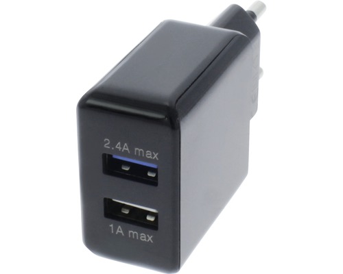 USB nabíjačka 230 V 2xUSB 5V 2,4A čierna