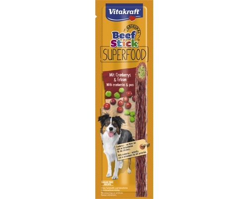 Maškrta pre psov Vitakraft Beef Stick Superfood hrášok a brusnica 1 ks-0