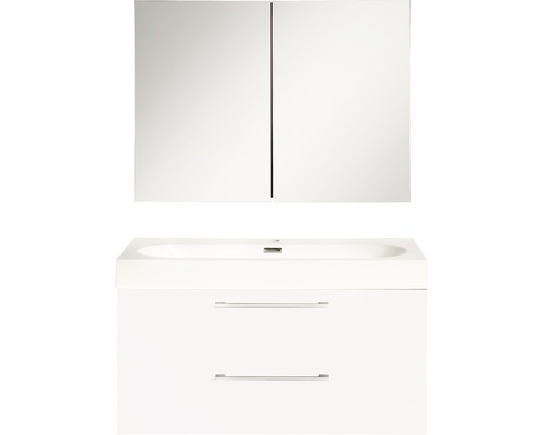 Kúpeľňová zostava Differnz Somero vr. zrkadlovej skrinky 170x80x38 cm lesklá biela