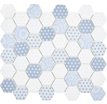 Sklenená mozaika Emily HX45 šesťuholník 32,40x28 cm svetlo modrá-thumb-0