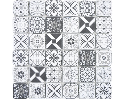 Sklenená mozaika XCM 8RBW47 30x30 cm biela/čierna-0
