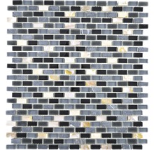 Sklenená mozaika Crystal s prírodným kameňom XCM B13S 31x28,5 cm čierna-thumb-0