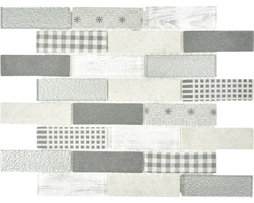 Sklenená mozaika XCM BR89 Brick 29,7x25,8 cm sivá-0