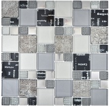 Sklenená mozaika XCM MC529 29,8x29,8 cm strieborná/sivá/čierna-thumb-0