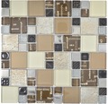 Sklenená mozaika XCM MC539 29,8x29,8 cm strieborná/béžová/hnedá