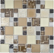 Sklenená mozaika XCM MC539 29,8x29,8 cm strieborná/béžová/hnedá-thumb-0