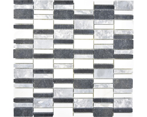 Mozaika z prírodného kameňa XNM BC449 30x30 cm čierna/biela/sivá-0