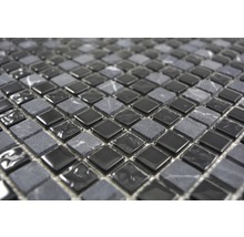 Sklenená mozaika Crystal s prírodným kameňom CM M465 30x30 cm sivá/čierna-thumb-1