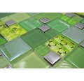 Sklenená mozaika XCM MC559 29,8x29,8 cm strieborná/zelená