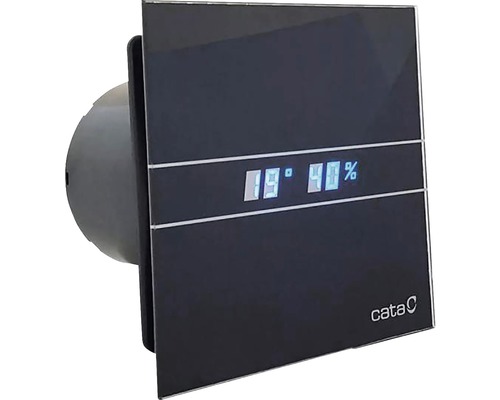 Kúpeľňový ventilátor CATA E100 GBTH čierny s časovačom, displejom a funkciou mikroventilácie