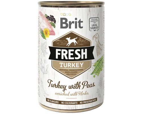 Konzerva pre psov Brit Fresh Turkey with Peas 400 g-0