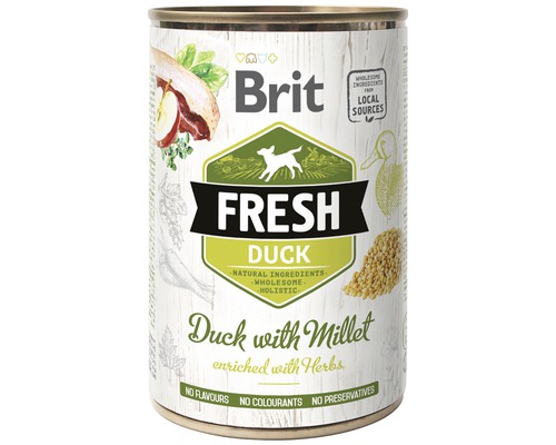 Konzerva pre psov Brit Fresh Duck with Millet 400 g-0
