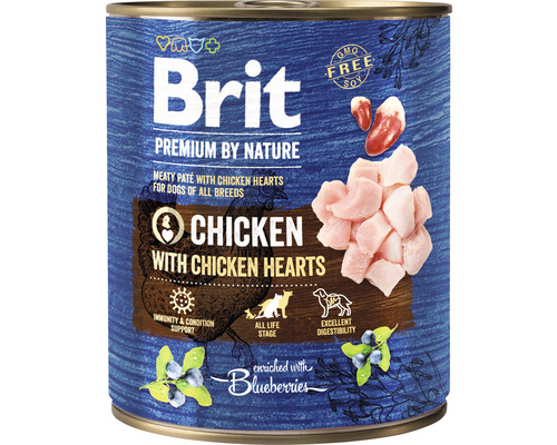 Konzerva pre psov Brit Premium by Nature Chicken with Hearts 800 g