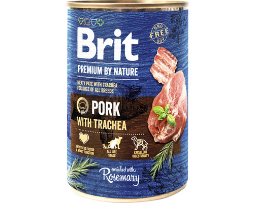 Konzerva pre psov Brit Premium by Nature Pork with Trachea 400 g-0