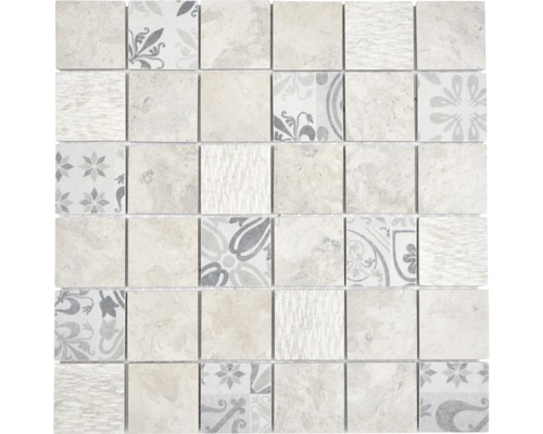 Keramická mozaika štvorcová mramor/keramika mix sivá