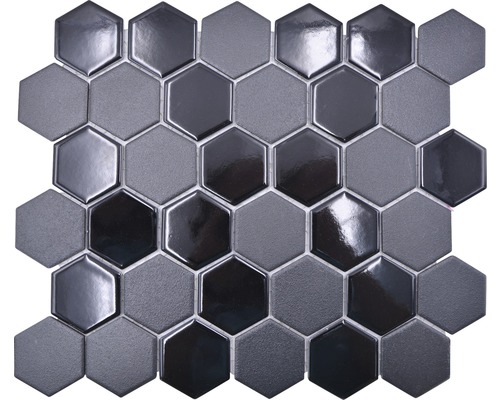 Keramická mozaika HX 09059 šesťuholník 32,5x28,1 cm mix čierna R10B-0
