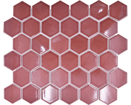 Keramická mozaika HX540 šesťuholník uni bordó červená lesklá-0