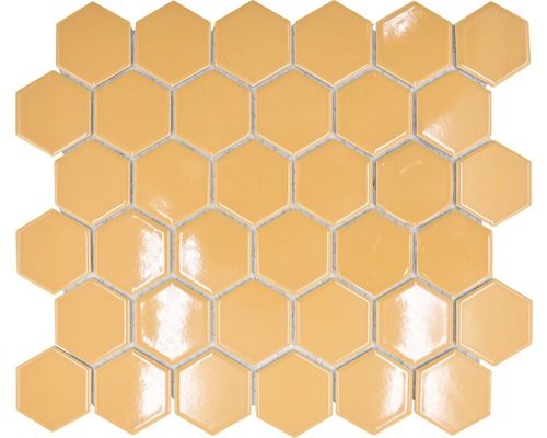 Keramická mozaika HX570 šesťuholník uni okrová oranžová lesklá-0