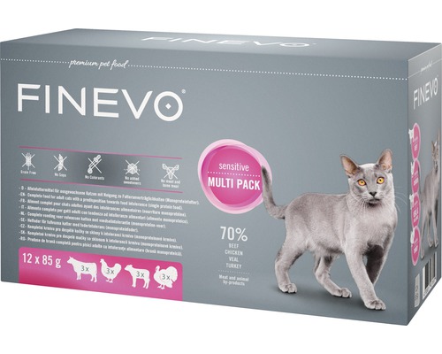 Kapsička pre mačky Finevo Sensitive Cat mix druhov 12 x 85 g