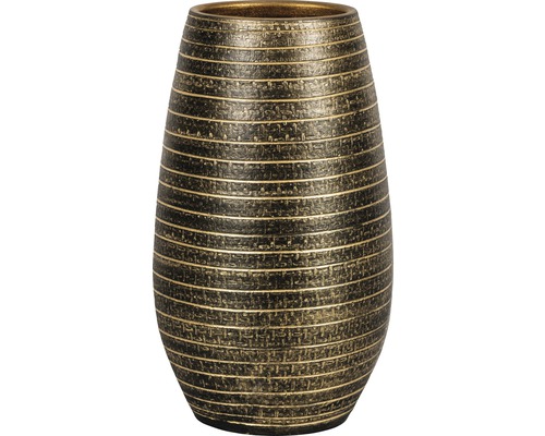 Váza Passion for Pottery Solano hlinená Ø 22 cm x 40 cm čierno-zlatá