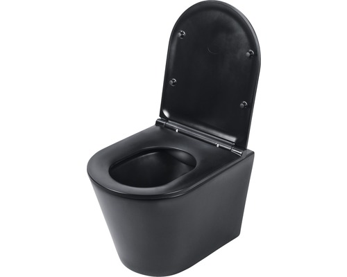 Závesné WC Rimless čierne vrátane WC dosky SC