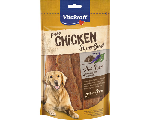 Maškrty pre psov Vitakraft Pure Chicken Superfood Chia 70g