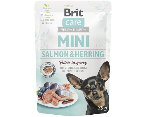 Kapsička pre psov Brit Care Mini Salmon & Herring filety v šťave 85 g