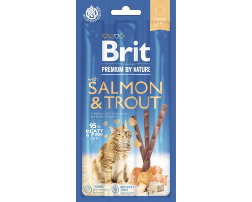 Maškrty pre mačky Brit Premium by Nature Salmon&Trout 3 ks
