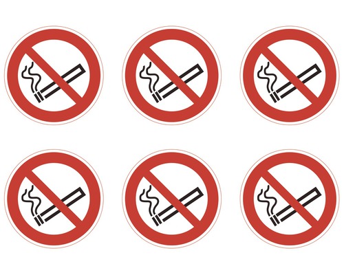 Piktogram "Zákaz fajčenia" 5x5 cm samolepiaca fólia 6 ks