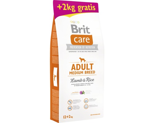 Granule pre psov Brit Care Adult Medium Breed Lamb & Rice 12+2 kg ZADARMO