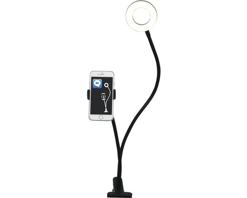 LED stolová lampa Top Light Neck C 5W 500lm 3000-4500-6500K čierna s držiakom na mobil