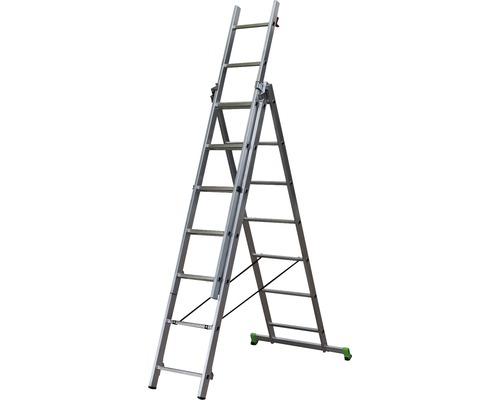 Hliníkový viacúčelový rebrík 3x7 priečok, 2,05-4m, stojaci alebo posuvný