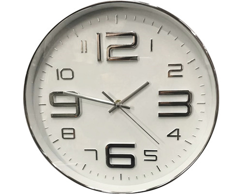 Nástenné hodiny 3D-ciferník biele Ø 30 cm
