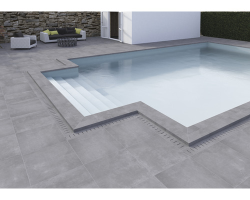 Kamenný obrubník bazéna Flairstone Modern Dark 60 x 15 x 5 cm priebežný prvok sivý